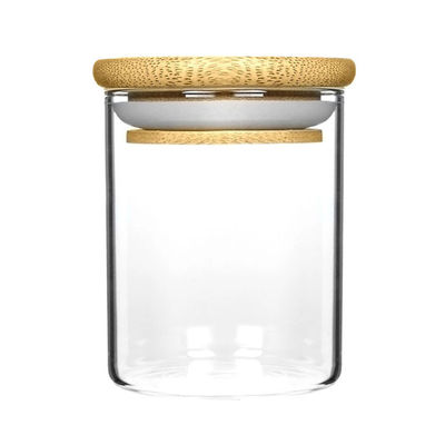 De Kruik van het het Glaskruid van Borosilicate van de voedselopslag met Bamboedeksel voor de Bloemgraangewas van Kruidennoedels