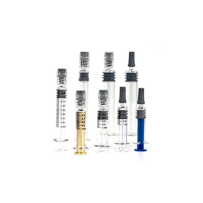 1 ml 2,25 ml 3 ml 5 ml voorgevulde borosilicaat spuit Metalen Plastic Plunger Luer Lock Spuitjes 5 ml Glasspuitjes 1 ml