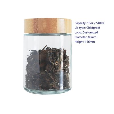 18oz van de het Glaskruik van het bamboedeksel de Kindveilige Marihuana die de Grote Kruik van de Hennepbloem verpakken