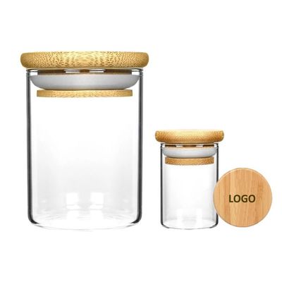 Hittebestendige Hoge Borosilicate-Glascontainer met Bamboedeksel voor Keuken