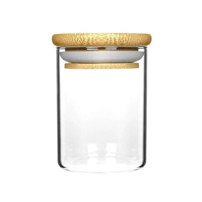 De veelvoudige Grootte ontruimt de Kruik van Glasborosilicate met Bamboesilicone Verzegeld Deksel
