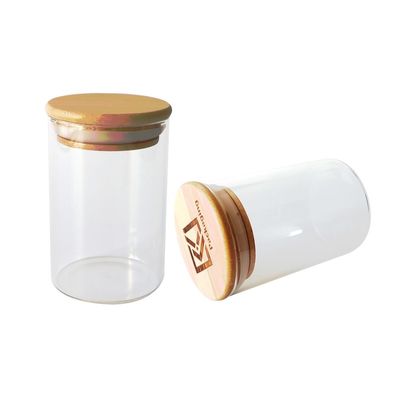 De houten van de het Glaskruik van Borosilicate van de Dekselzuiging Container van de de Marihuanaopslag 4oz 6oz