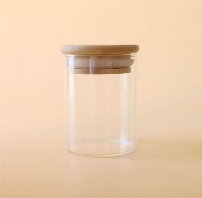 van het het Glasvoedsel van 1-18oz Borosilicate van de Noedelherb and spice containers with het Bamboedeksel