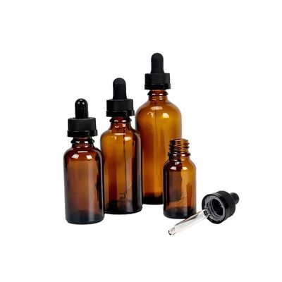 Flesje met glazen dop voor THC-olie Amber Blauw Zwart Kinderwaardig Glasflesje met dropper