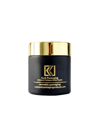 Matte Black Glass Airtight Weed-Kruik met Gouden Deksel voor  3oz