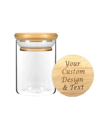 Doorzichtige, heldere, hoge borosilicaat glaspot met bamboe houten deksel