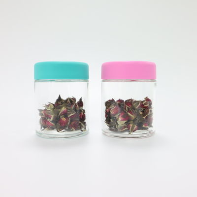 2oz 3oz Custom Logo Glas Weed Holder Jar met Kind Resistente Schroef Cap