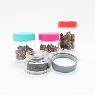 2oz 3oz Custom Logo Glas Weed Holder Jar met Kind Resistente Schroef Cap