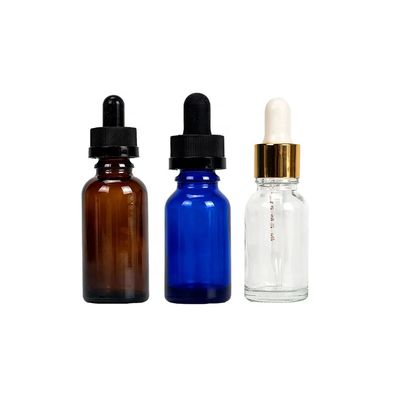 Flesje met glazen dop voor THC-olie Amber Blauw Zwart Kinderwaardig Glasflesje met dropper