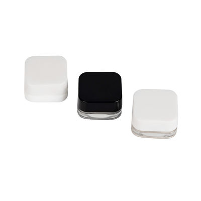 5 ml kinderbeschermde Qube Clear Glass Concentrate Jar w/ Black White Cap