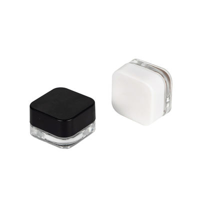 5 ml kinderbeschermde Qube Clear Glass Concentrate Jar w/ Black White Cap