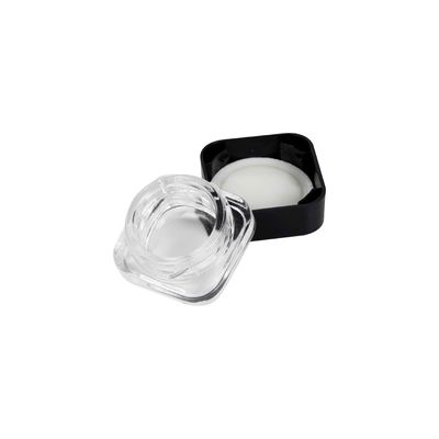 5 ml kinderbeschermde Qube Clear Glass Concentrate Jar w/ Black White Cap