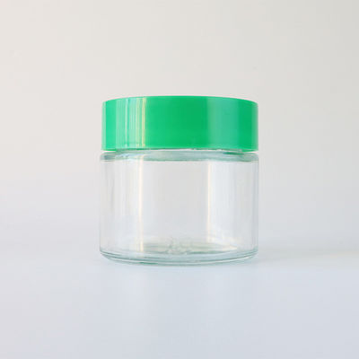 Glanzende ronde glazen weed bloem snoepopslagcontainer met kind-bestendige schroefdop