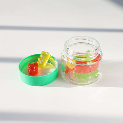 Glanzende ronde glazen weed bloem snoepopslagcontainer met kind-bestendige schroefdop