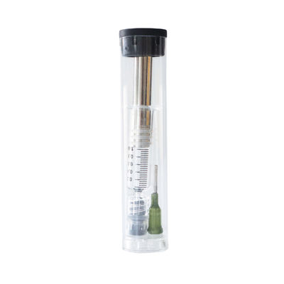 1 ml Luer Lock glas spuit met metalen gouden zuiger