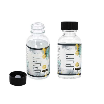 1oz 30ml Geurlekdichte luchtdichte heldere ronde Boston glazen fles met zwarte schroefdop voor etherische olie, vloeibare medicijnen, vloeistof