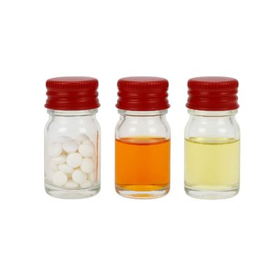 Aangepaste Logo Medicijn Concentraat Olie 5mL Glazen Fles Pot met Rode Metalen Deksel